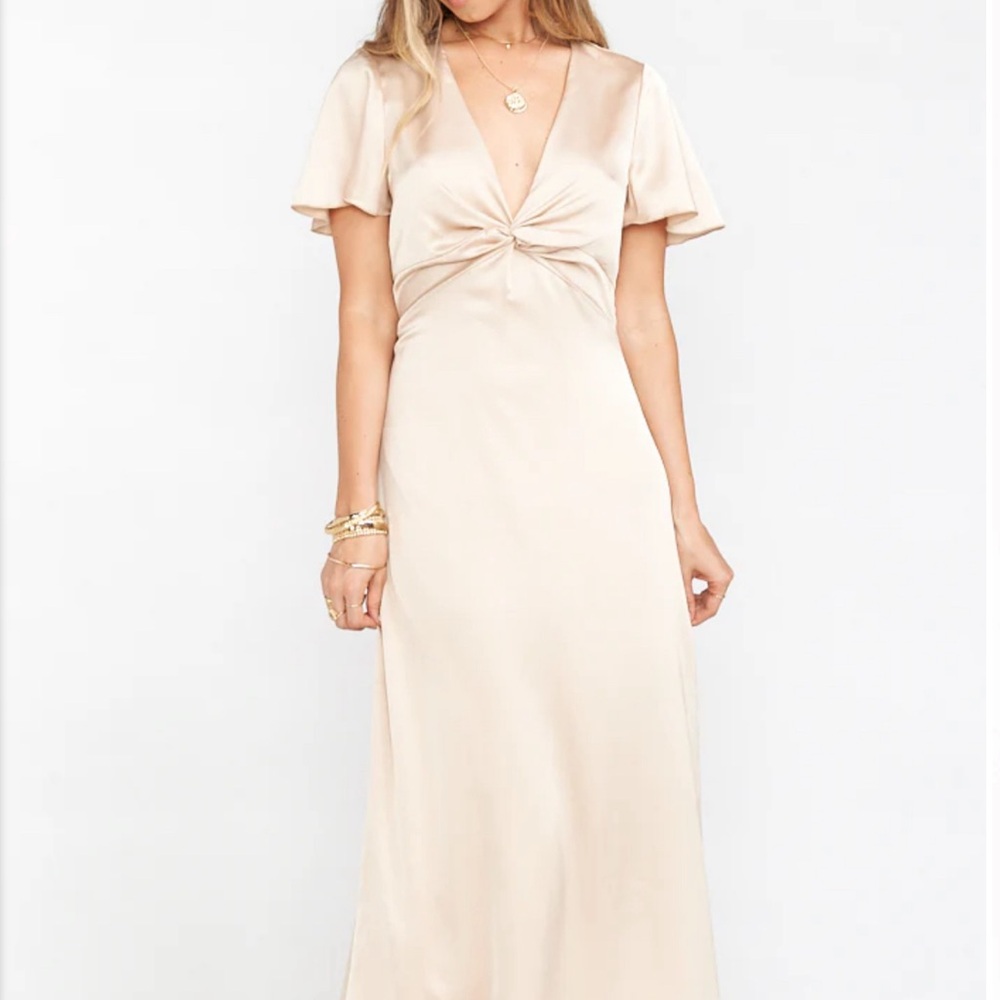 Show Me Your Mumu Rome Twist Gown Champagne Luxe Satin